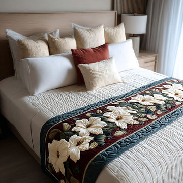 Victorian Magnolia Elegance Quilted Bed Runner NCU0PT7896