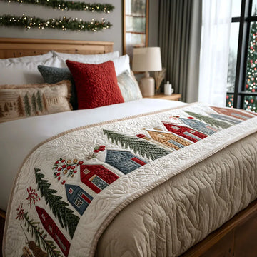 Snowcapped Village Quilted Bed Runner NCU0PT9115