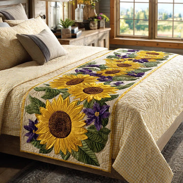 Golden Bloom Quilted Bed Runner NCU0DV9481