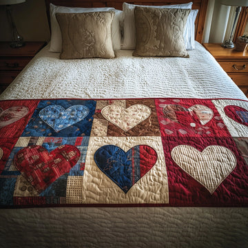 Heart Patchwork Quilted Bed Runner GFTOHD8403