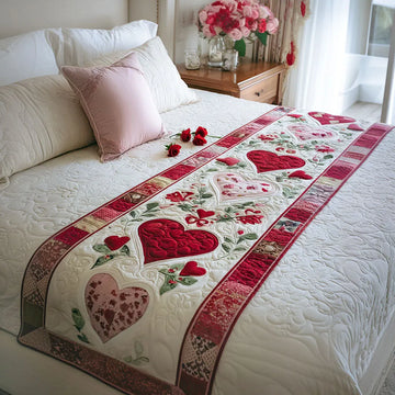Heart Blossom Quilted Bed Runner NCU0PT10808