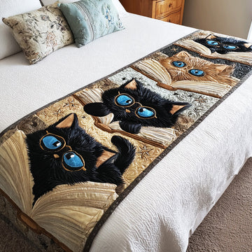 Black Ink Cat Quilted Bed Runner NCU0TD1589