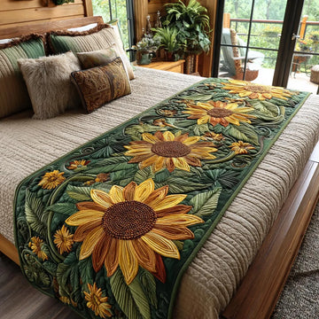 Golden Sunflower Quilted Bed Runner NCU0DV9469