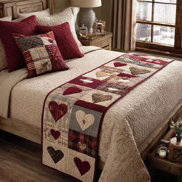 Blush Hearts Quilted Bed Runner NCU0DV9116