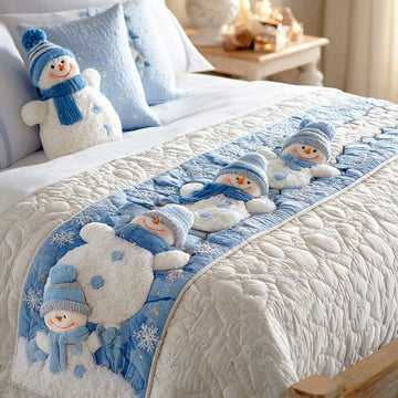 Snowman Frostlight Quilted Bed Runner NCU0TD797