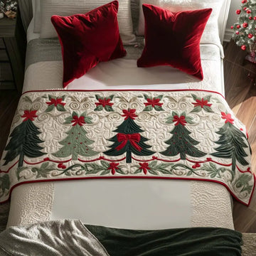 Frosted Evergreen Quilted Bed Runner NCU0PT9532