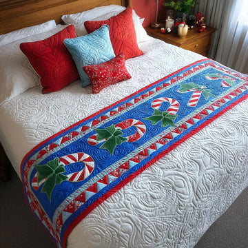 Peppermint Joy Quilted Bed Runner NCU0TV385