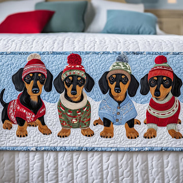 Santa Dachshund Quilted Bed Runner NCU0TH3542